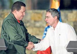 President Chavez (Venezuela) meets  President Uribe (Colombia)
